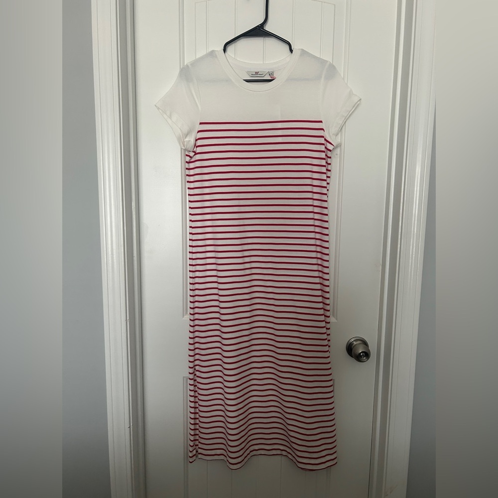 Vineyard Vines Striped Red and White Midi Dress